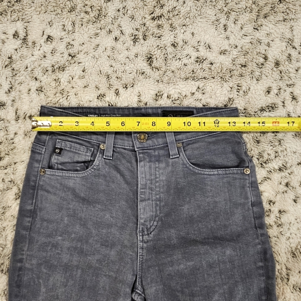 Adriano Goldschmied SZ 25 Gray Wash Kinsley High Rise Crop Boot Raw Hem Jeans - Picture 6 of 12